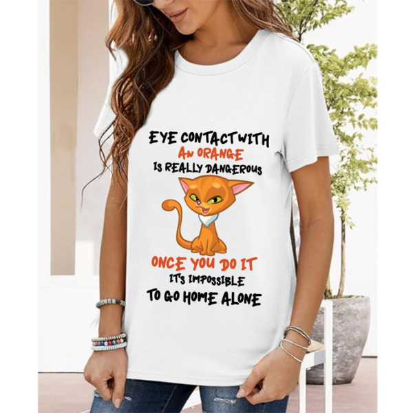 Eye Contact with an Orange White T-Shirt
